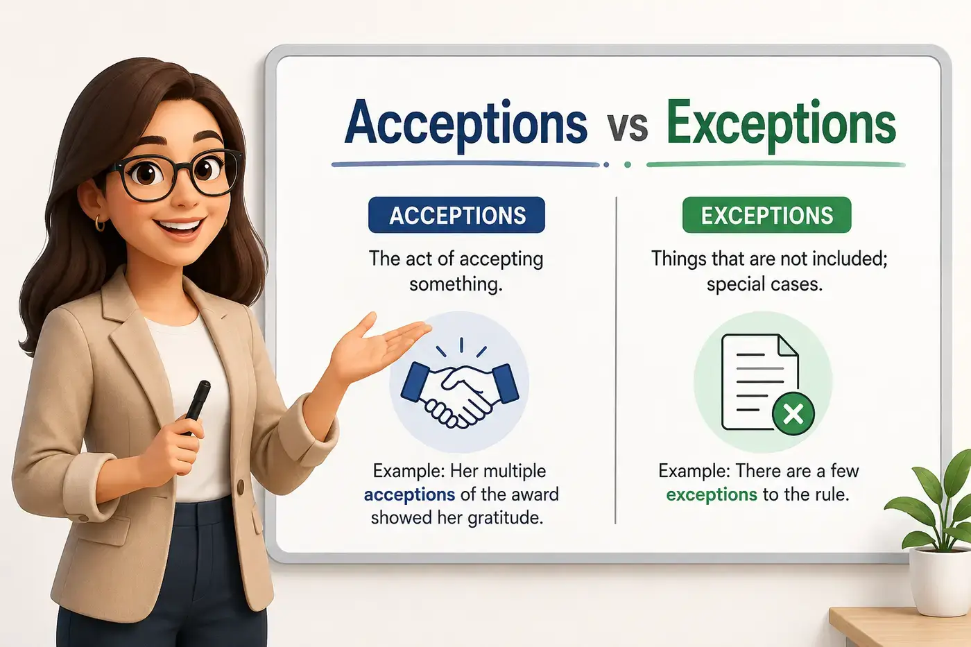 Acceptions vs Exceptions Differences and Examples (2026)