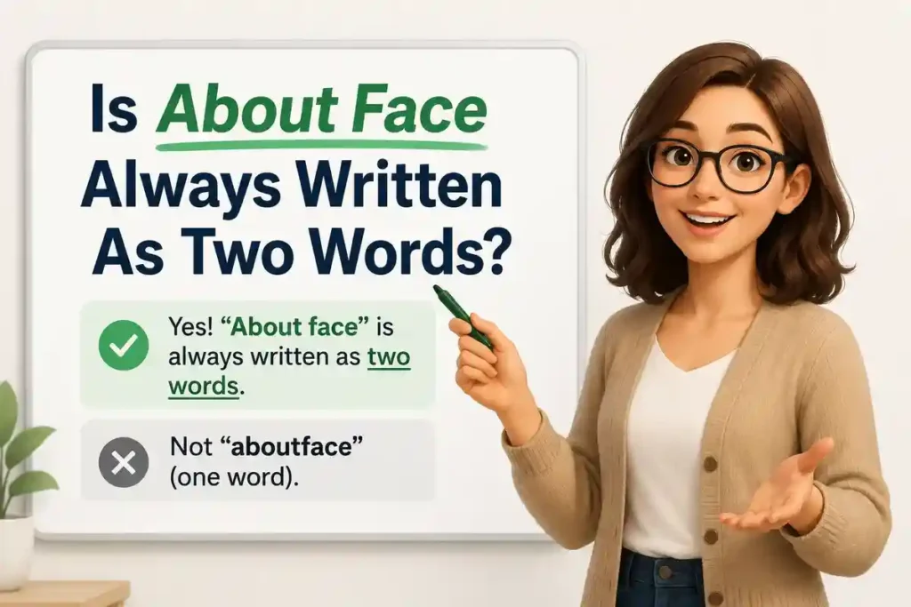 Is About Face Always Written As Two Words